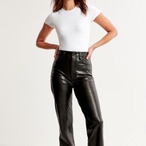 EUC black faux leather pants size 23”